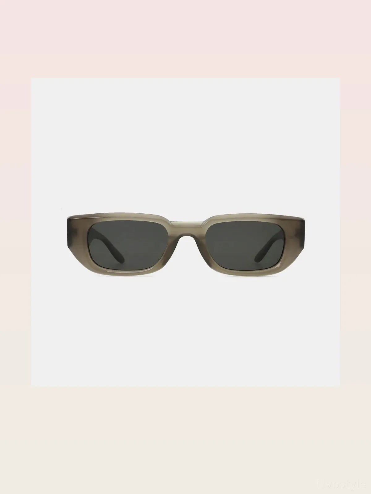 Polycarbonate Frame Rectangle Sunglasses in Grey — styled showcase — Livostyle