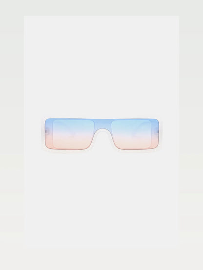 Polycarbonate Frame Rectangle Sunglasses in White Ombre — styled showcase — Livostyle