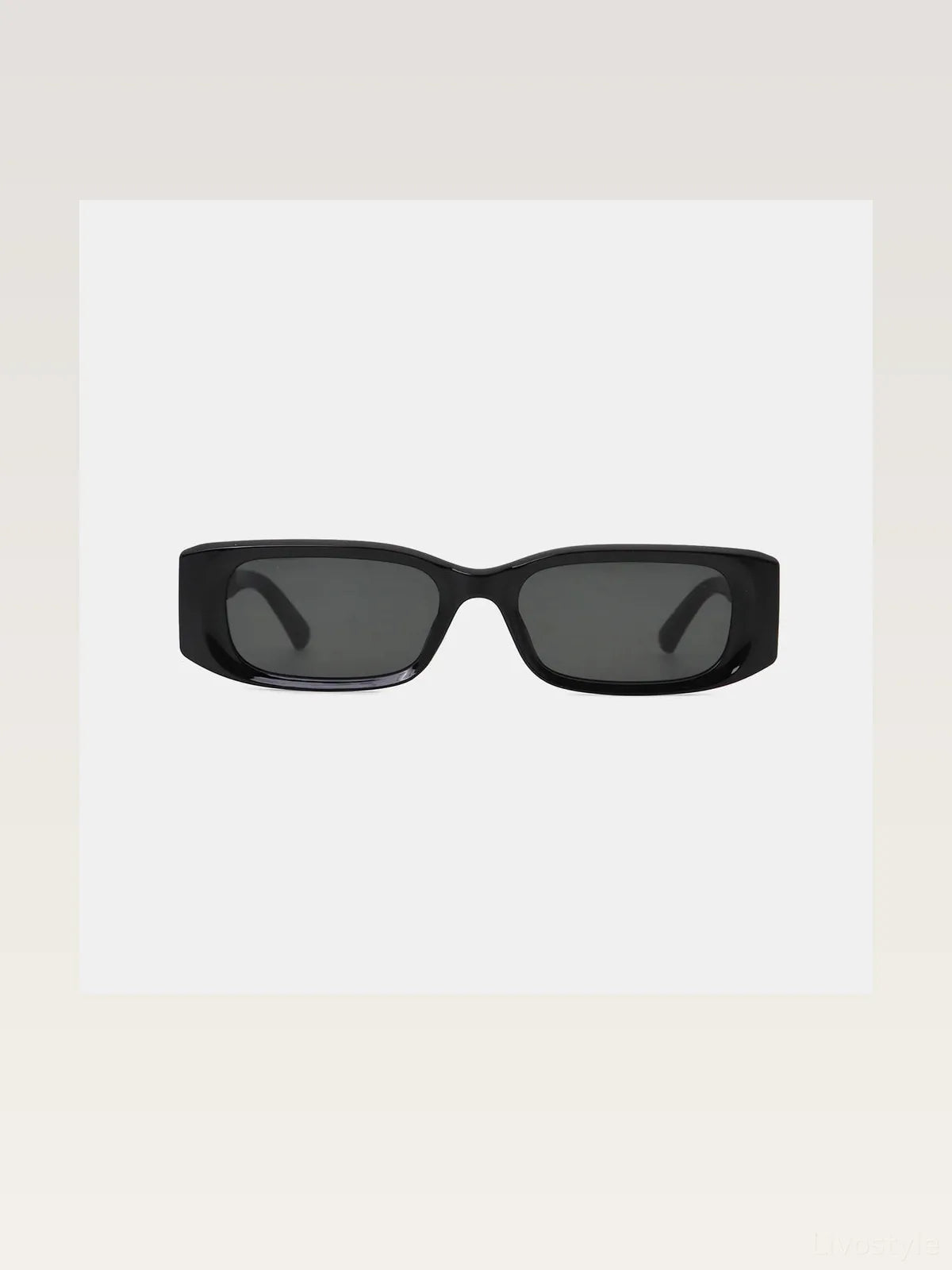 Polycarbonate Frame Rectangle Sunglasses in Black — styled showcase — Livostyle