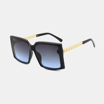 Polycarbonate Frame Square Sunglasses in Black with Gold — square view — Livostyle
