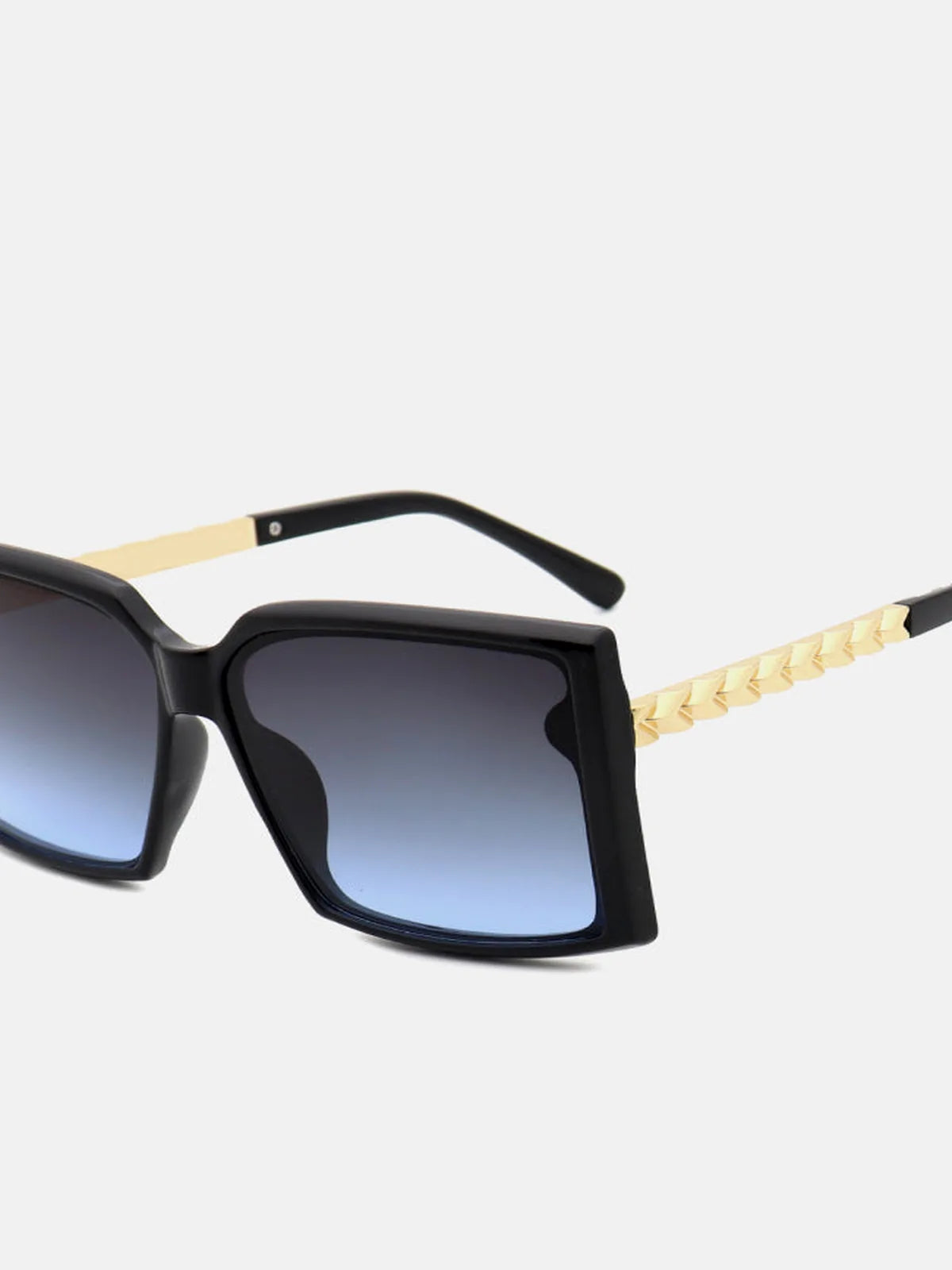 Polycarbonate Frame Square Sunglasses in Black with Gold — detail view — Livostyle