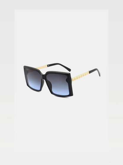 Polycarbonate Frame Square Sunglasses in Black with Gold — styled showcase — Livostyle