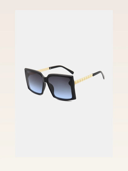 Polycarbonate Frame Square Sunglasses in Black with Gold — styled showcase — Livostyle