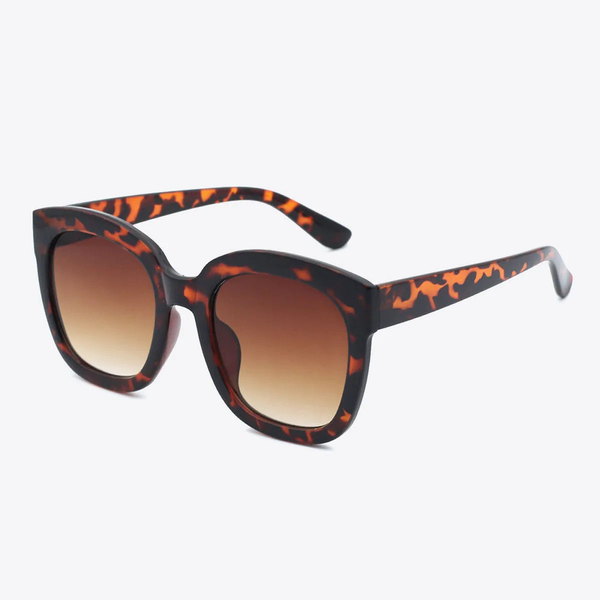 Polycarbonate Frame Square Sunglasses in Tortoiseshell Brown — square view — Livostyle