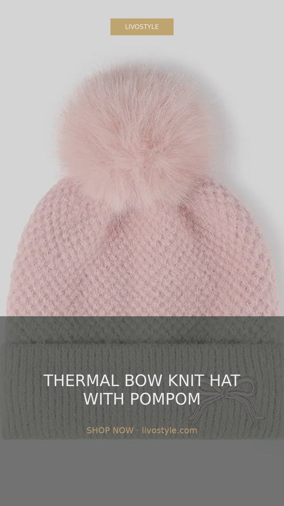 Thermal Bow Knit Hat with Pompom – video