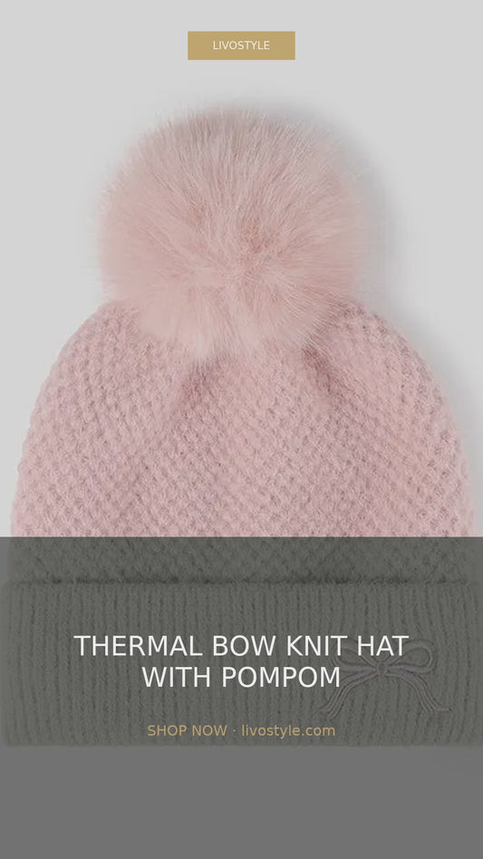 Thermal Bow Knit Hat with Pompom – video