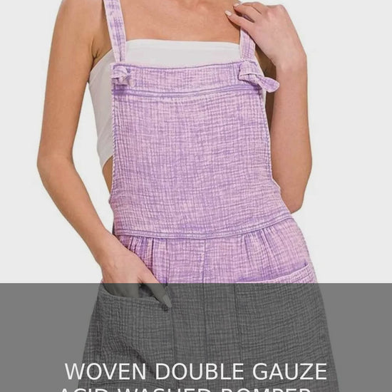 Woven Double Gauze Acid Wash Romper – video
