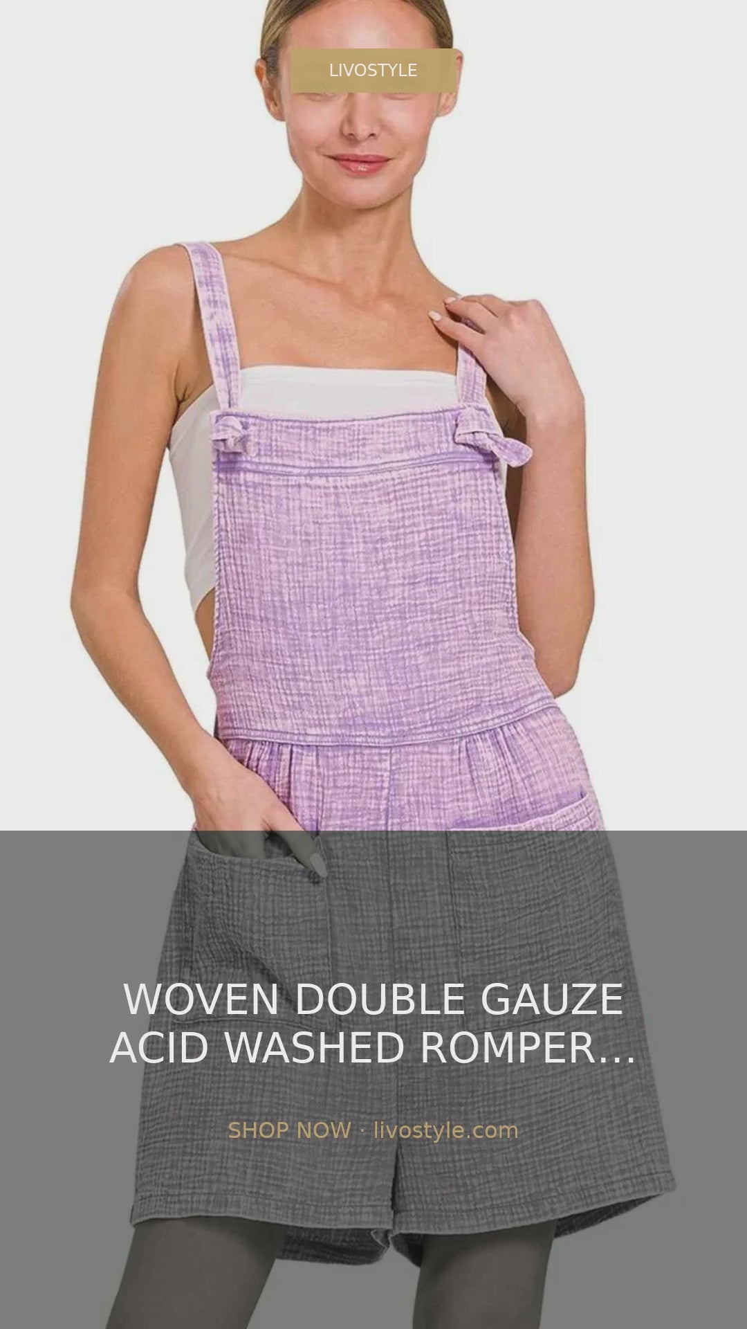 Woven Double Gauze Acid Wash Romper – video