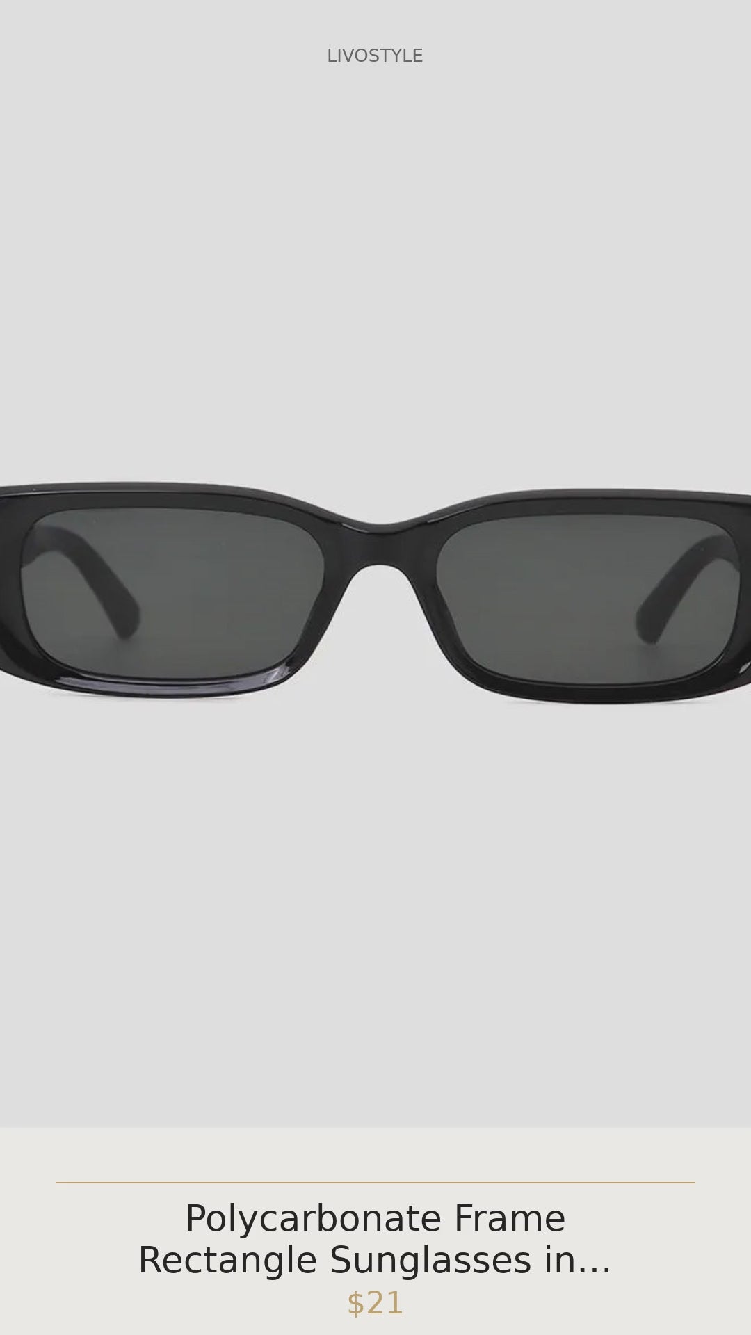 Polycarbonate Frame Rectangle Sunglasses in Black