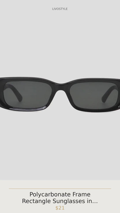 Polycarbonate Frame Rectangle Sunglasses in Black