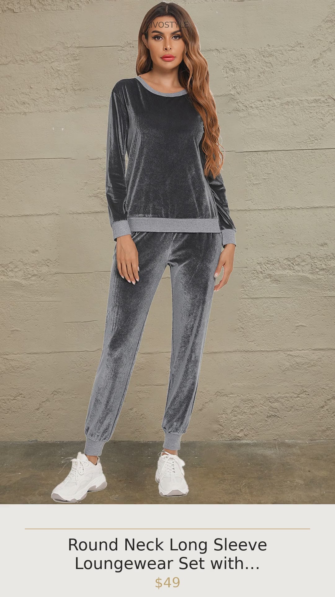 Round Neck Long Sleeve Loungewear Set with Pockets