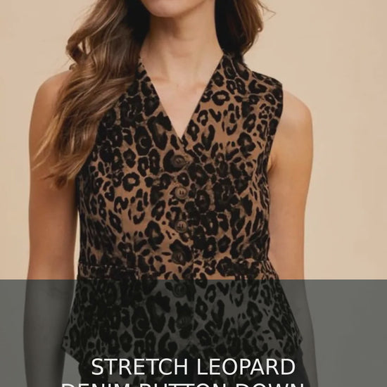 Stretch Leopard Denim Button Down Vest – video