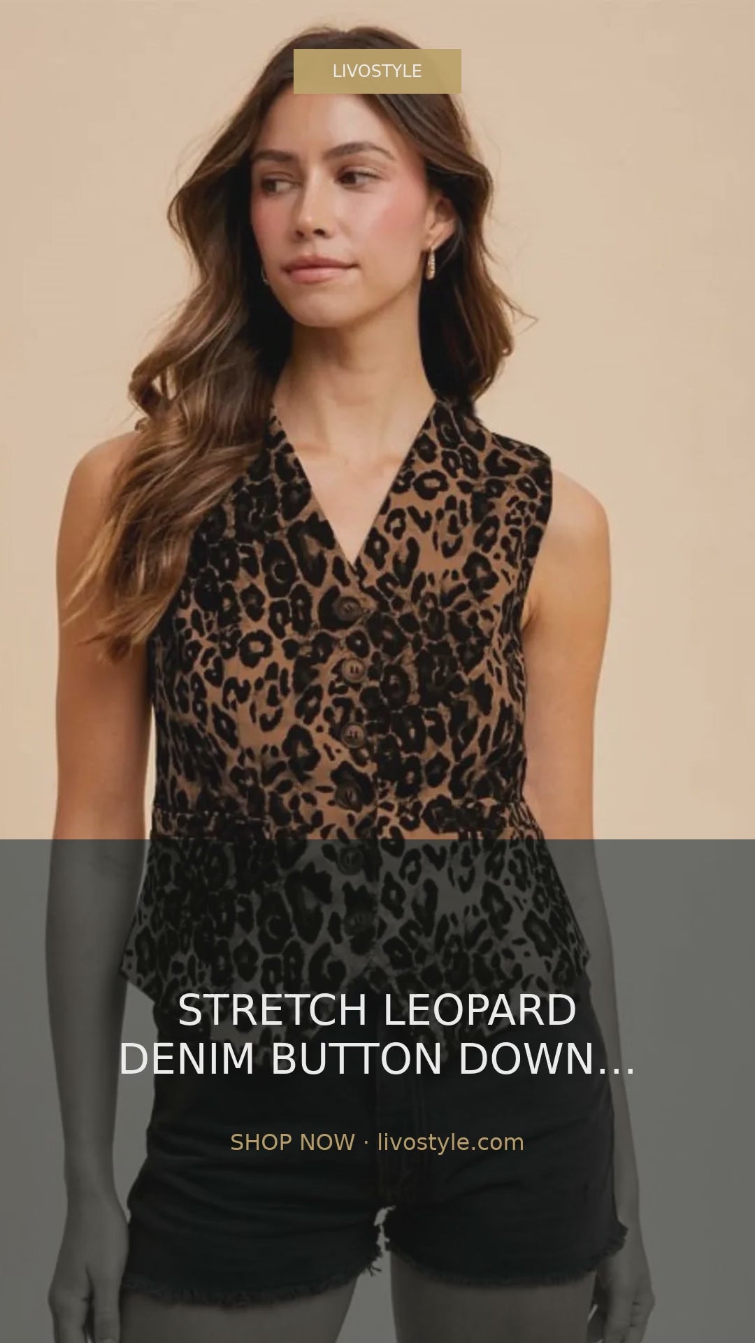 Stretch Leopard Denim Button Down Vest – video