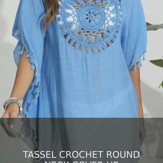 Tassel Crochet Round Neck Beach Cover-Up – video