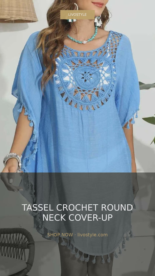 Tassel Crochet Round Neck Beach Cover-Up – video