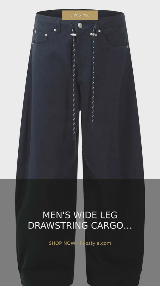 Men's Wide Leg Drawstring Cargo Pants – video