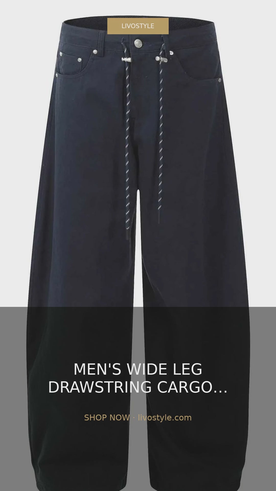 Men's Wide Leg Drawstring Cargo Pants – video