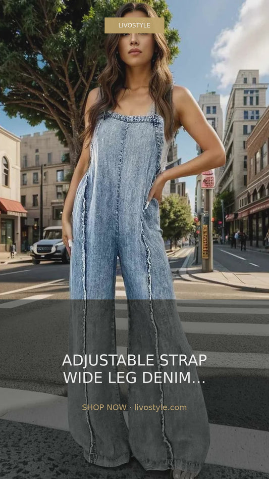 Wide Leg Denim Overalls with Adjustable Straps – video