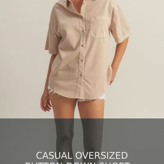Oversized Short Sleeve Button-Down Shirt with Pocket – video