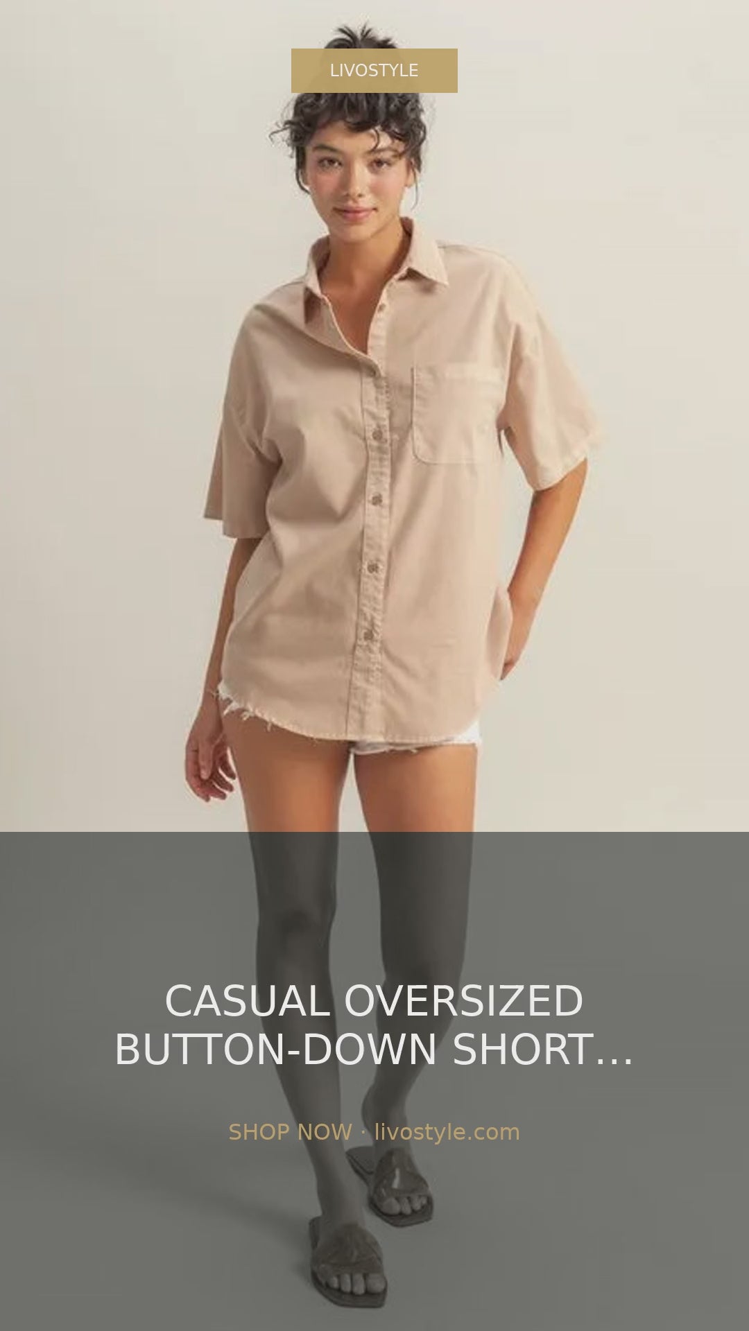 Oversized Short Sleeve Button-Down Shirt with Pocket – video