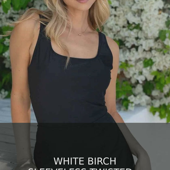 Sleeveless Twisted Back Swim Dress in Performance Knit – video