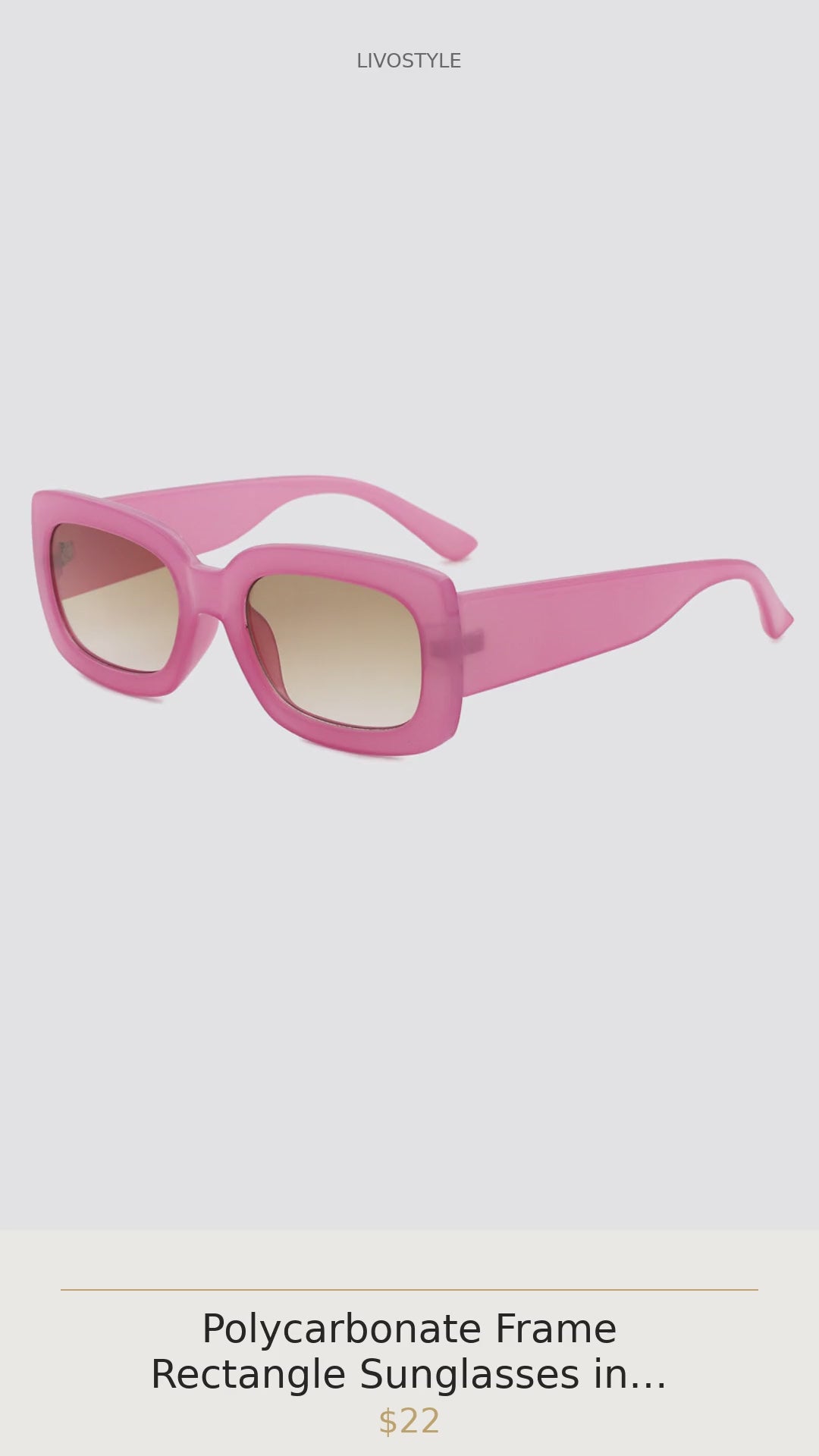 Polycarbonate Frame Rectangle Sunglasses in Pink Gradient