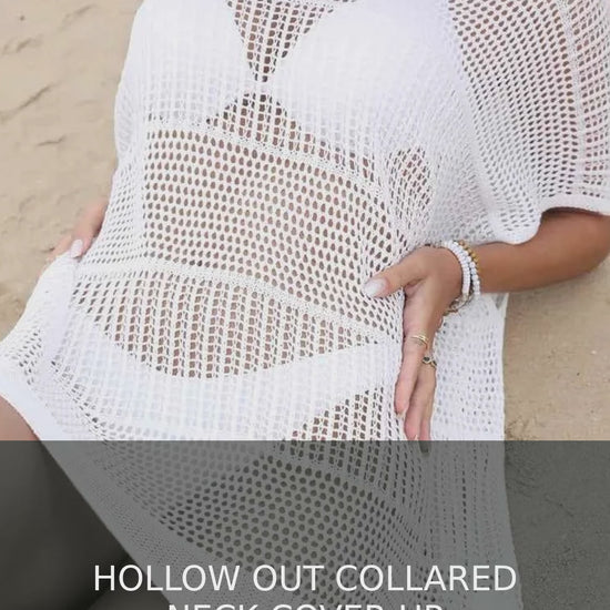 Hollow Out Collared Neck Openwork Sheer Cover-Up – video