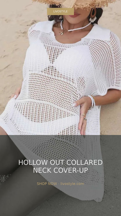 Hollow Out Collared Neck Openwork Sheer Cover-Up – video