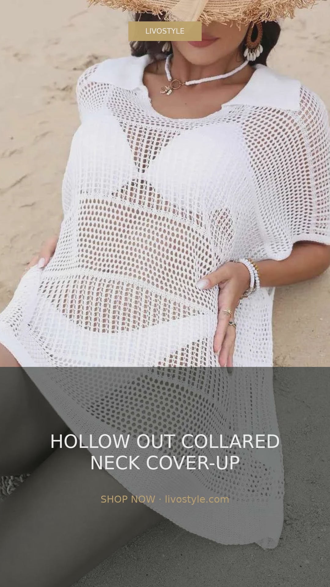 Hollow Out Collared Neck Openwork Sheer Cover-Up – video