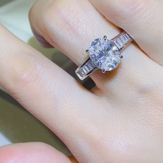 3 Carat Moissanite 925 Sterling Silver Ring — Oval-Cut White