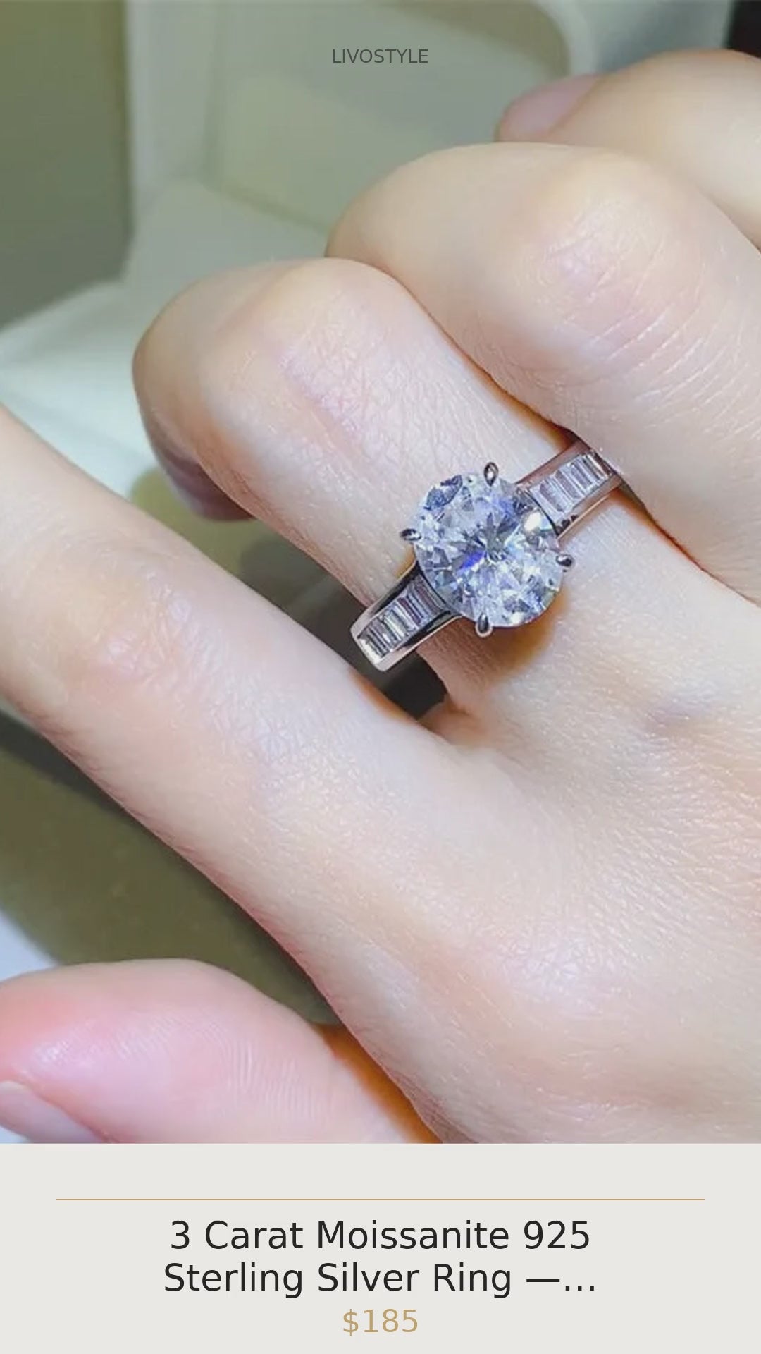 3 Carat Moissanite 925 Sterling Silver Ring — Oval-Cut White