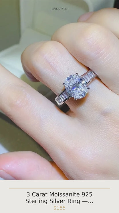 3 Carat Moissanite 925 Sterling Silver Ring — Oval-Cut White