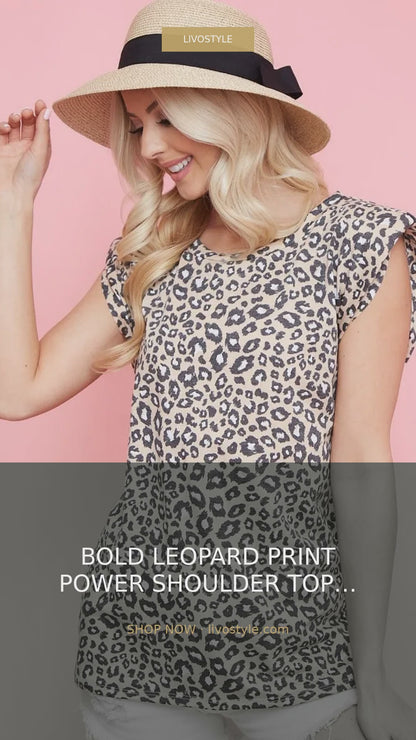 Leopard Print Power Shoulder Top in French Terry – video