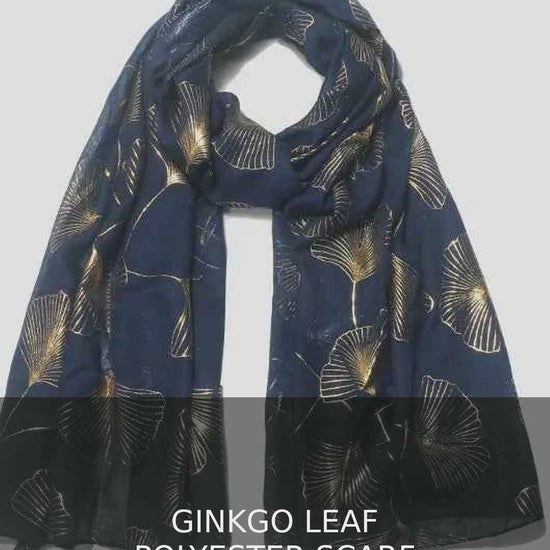 Ginkgo Leaf Print Lightweight Polyester Scarf – video