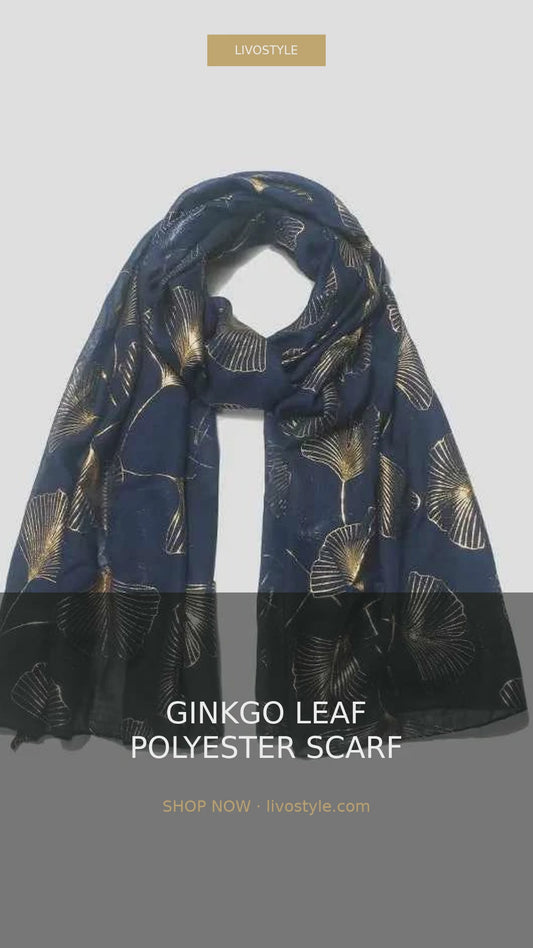 Ginkgo Leaf Print Lightweight Polyester Scarf – video