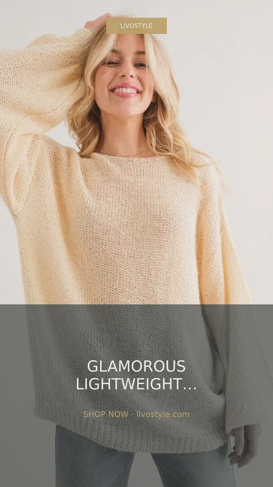 Lightweight Sequin Pullover Sweater with Balloon Sleeves – video