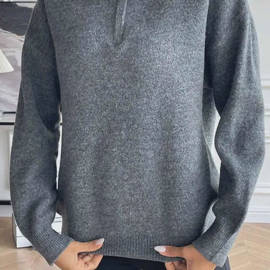 Half Zip Dropped Shoulder Sweater