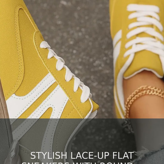 Low-Top Lace-Up Flat Sneakers with Suede Details – video