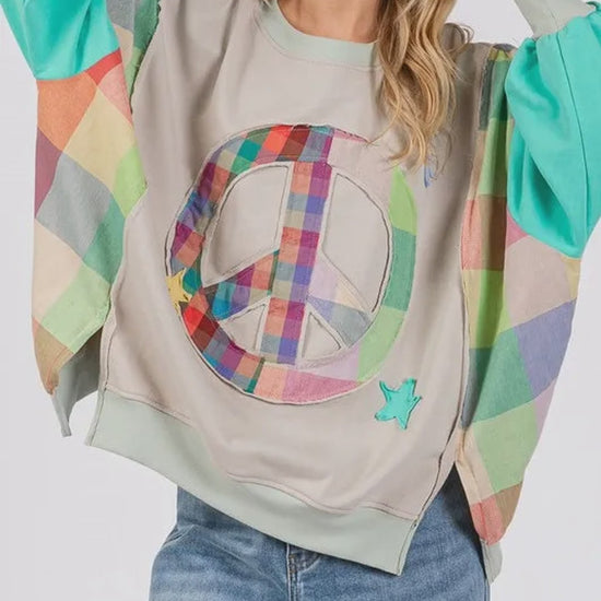 Contrast Peace Patch Dropped Shoulder Sweatshirt