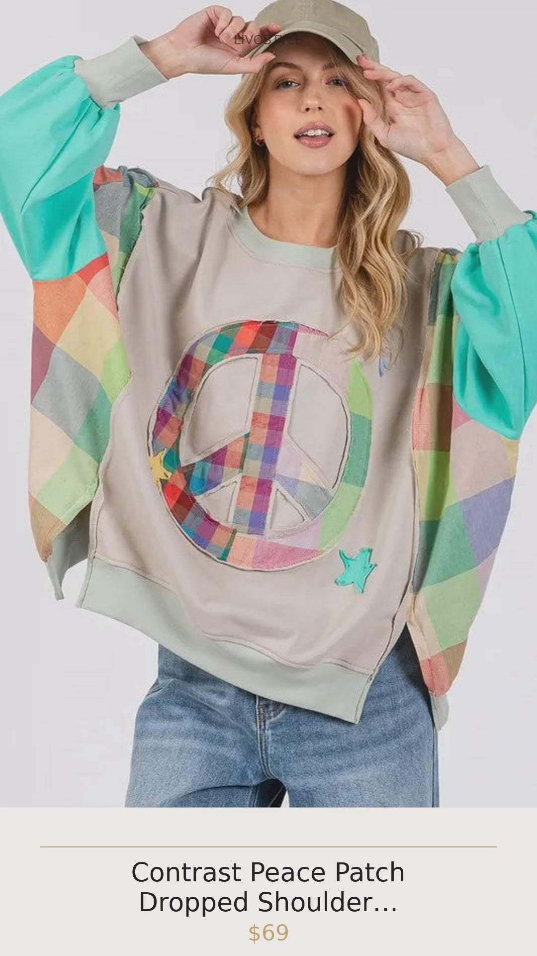 Contrast Peace Patch Dropped Shoulder Sweatshirt