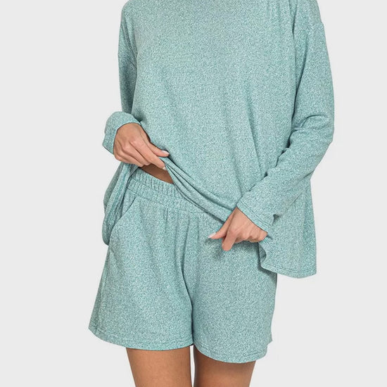 Soft Melange Long-Sleeve Tee & Shorts Set