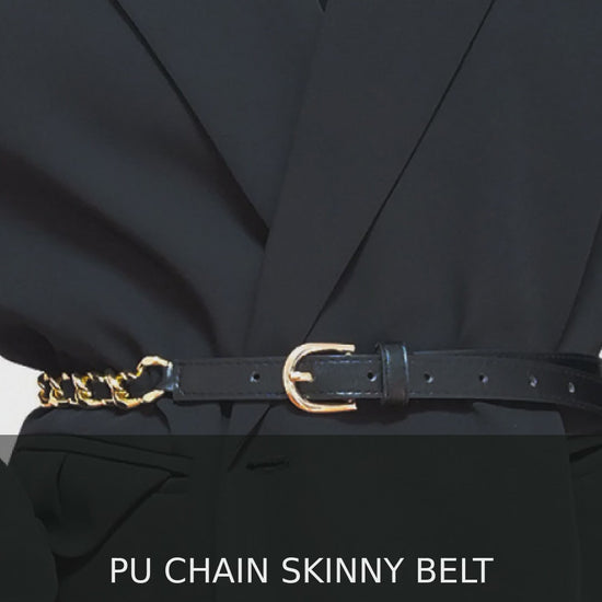 PU Leather Skinny Belt with Chain Detail – video