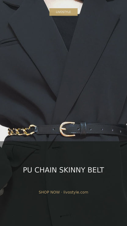 PU Leather Skinny Belt with Chain Detail – video