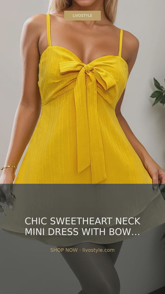 Sweetheart Neck Mini Dress with Bow Detail and Spaghetti Straps – video