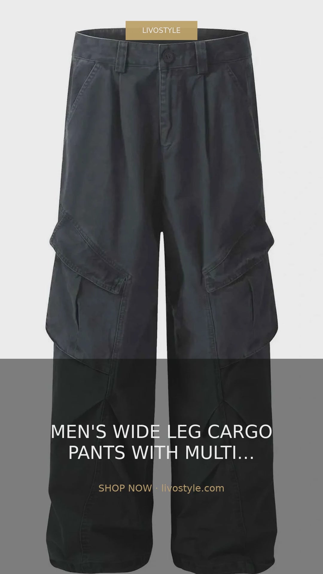 Men's Wide Leg Cargo Pants with Multiple Pockets – video
