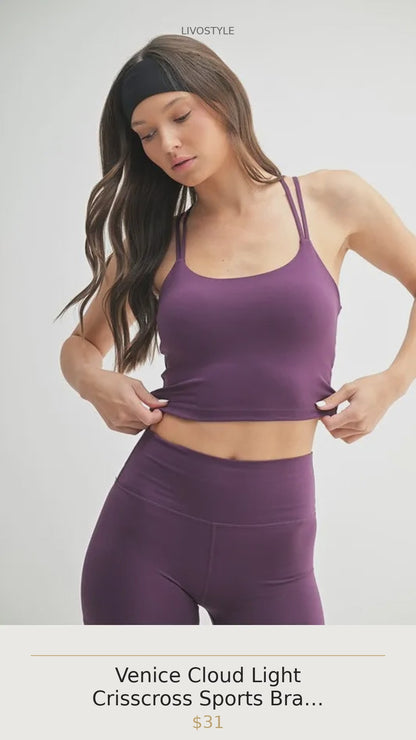 Venice Cloud Light Crisscross Sports Bra in MERLOT