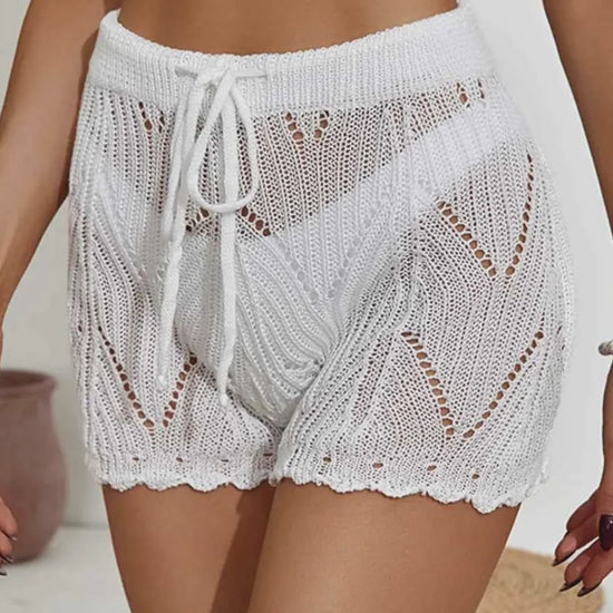 Drawstring Cutout Swim Shorts