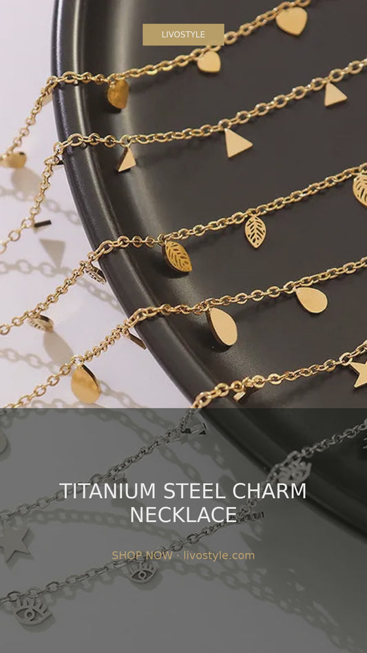 Titanium Steel Charm Necklace in Gold or Silver – video