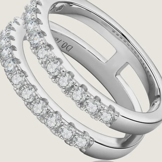 925 Sterling Silver Moissanite Double Layered Pavé Ring – video