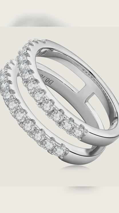 925 Sterling Silver Moissanite Double Layered Pavé Ring – video